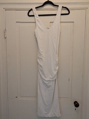 James Perse Standard White Dress w/ Side Rushing- JP Size 2/S-M